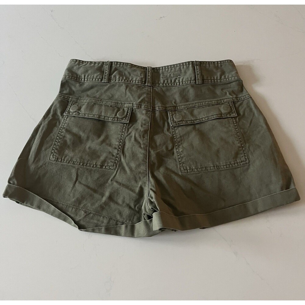 Pilcro Anthropologie High Waisted Pleated Utility Shorts Olive Green Size 29 - Picture 3 of 9